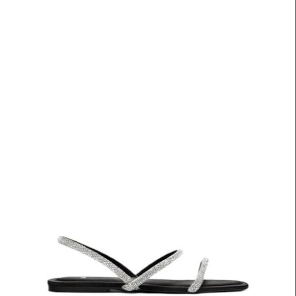 ZARA FLAT SANDALS WITH RHINESTONES BLACK SIZE 10 | 1613/110 - Picture 2 of 10